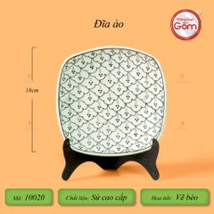 Bộ Bát Đĩa Bát Tràng Men Xanh Ngọc Vẽ Bèo