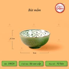 Bộ Bàn Ăn 4 Người (10 món) Men Xanh Ngọc Vẽ Bèo