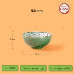 Bộ Bàn Ăn 10 Người (23 món) Men Xanh Ngọc Vẽ Bèo