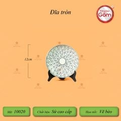 Đĩa Tròn Men Xanh Ngọc Vẽ Bèo