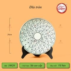 Đĩa Tròn Men Xanh Ngọc Vẽ Bèo