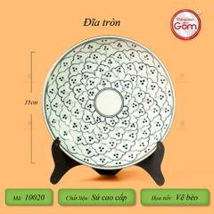Đĩa Tròn Men Xanh Ngọc Vẽ Bèo