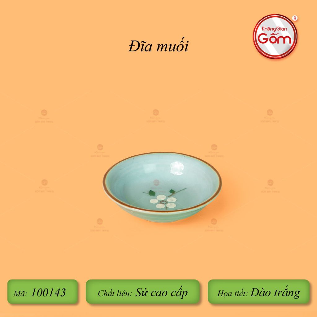 Đĩa Muối Men Ngọc Hoa Đào Trắng