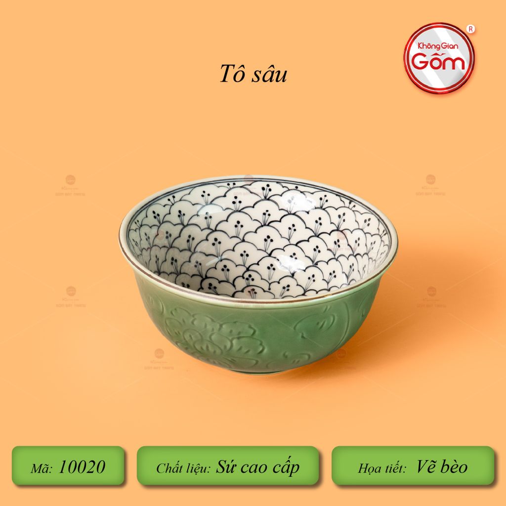 Tô Sâu Men Xanh Ngọc Vẽ Bèo