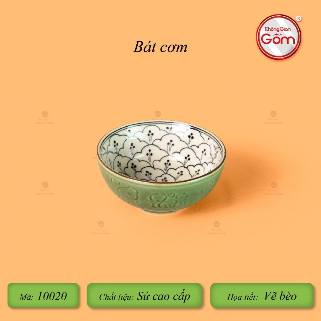 Bát Cơm Men Xanh Ngọc Vẽ Bèo