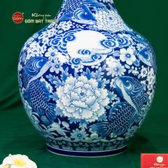 Tỏi Bình Cửu Ngư Chầu Nguyệt Lam Ngọc Bình An