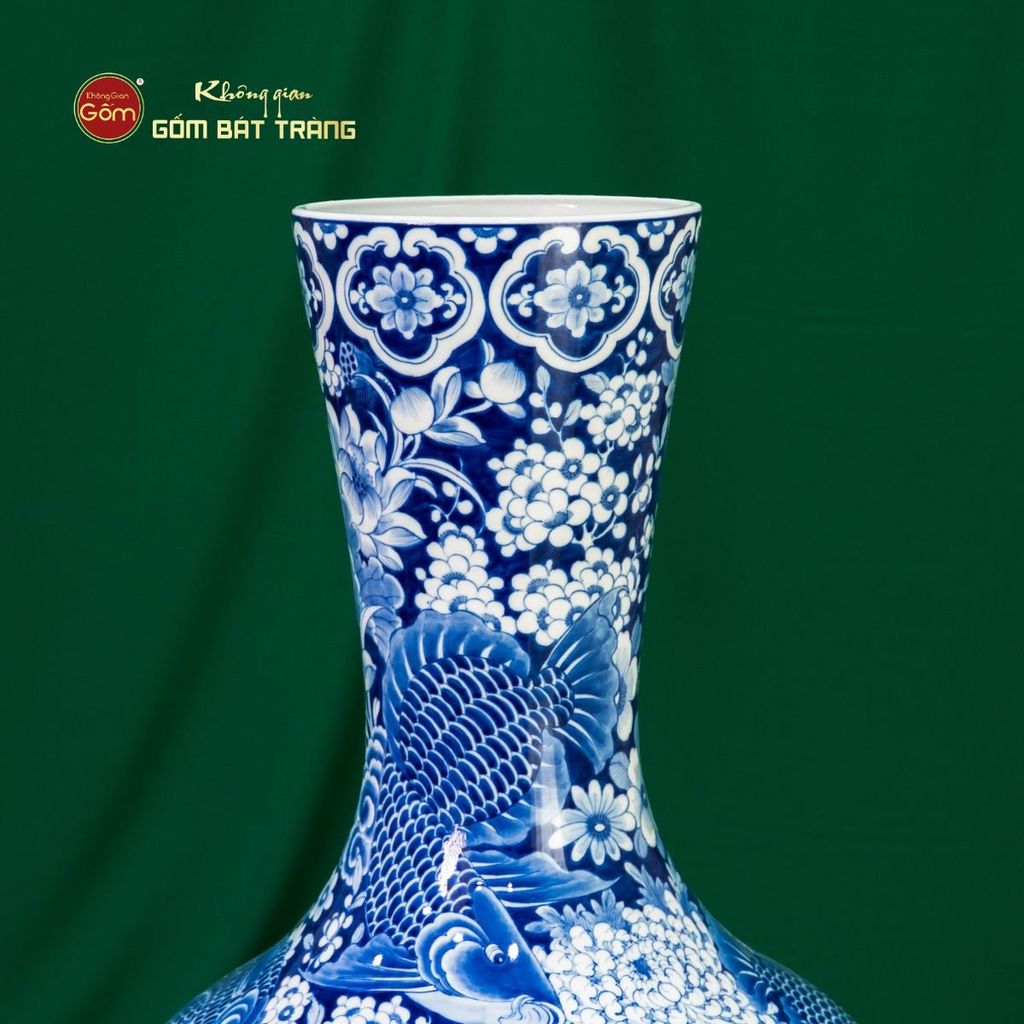 Tỏi Bình Cửu Ngư Chầu Nguyệt Lam Ngọc Bình An