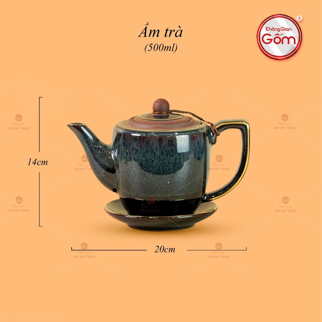 Bộ Ấm Chén Tống Thiên Thanh Kẻ Vàng