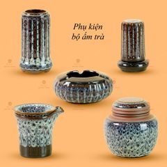 Bộ Ấm Chén Tròn Múi Chén Xanh Ngọc