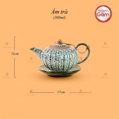 Bộ Ấm Chén Tròn Múi Chén Xanh Ngọc