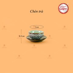 Bộ Ấm Chén Tròn Múi Chén Xanh Ngọc