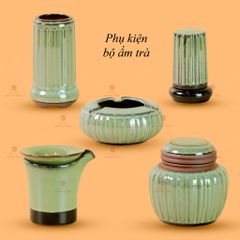 Bộ Ấm Chén Tròn Múi Xanh Ngọc
