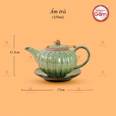 Bộ Ấm Chén Tròn Múi Xanh Ngọc