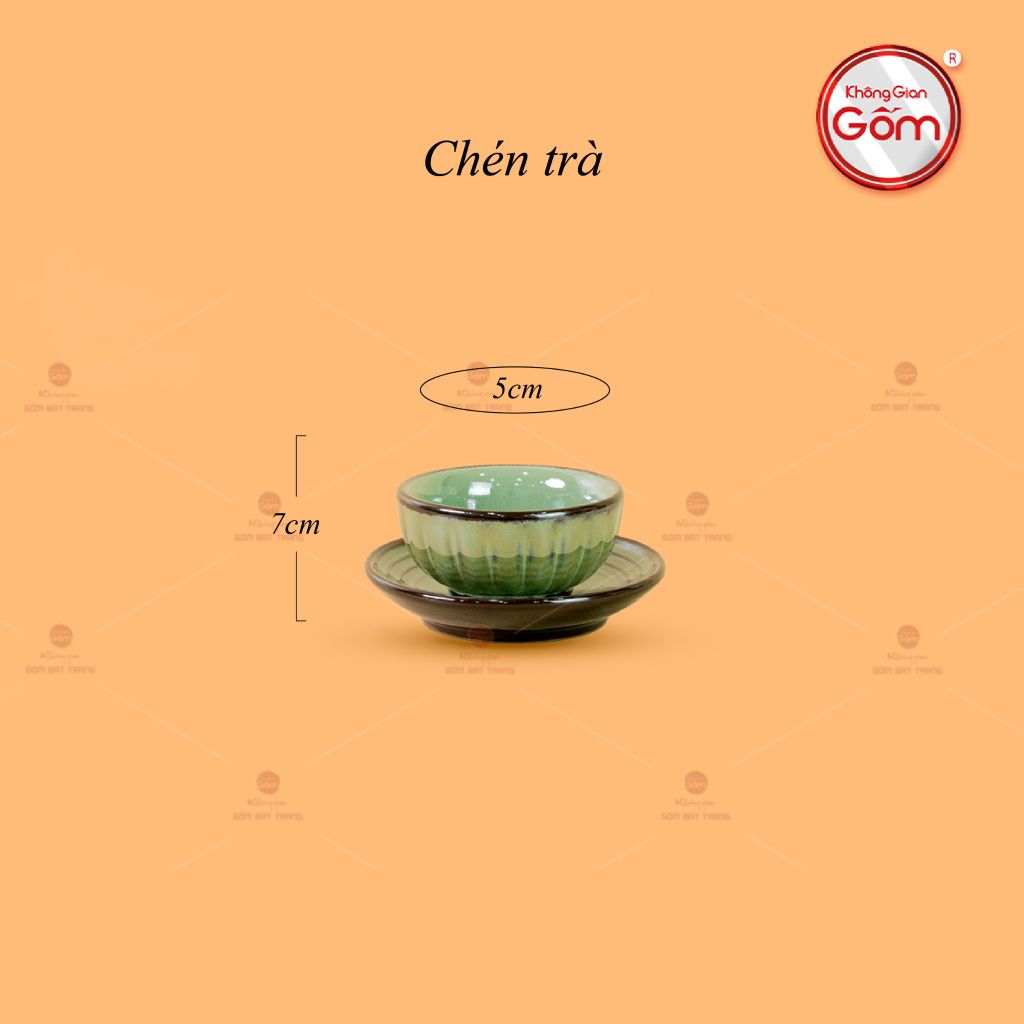 Bộ Ấm Chén Tròn Múi Xanh Ngọc