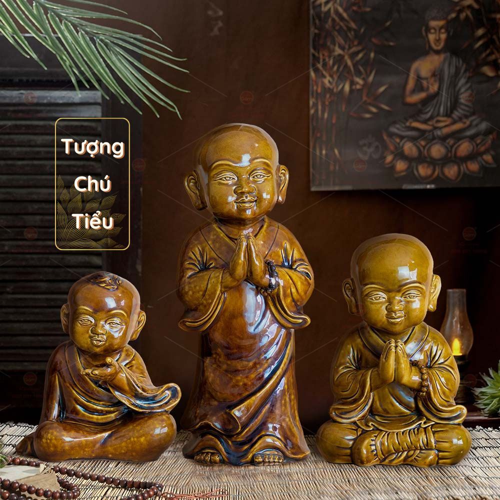 Tượng Chú Tiểu Men Hoàng Thổ