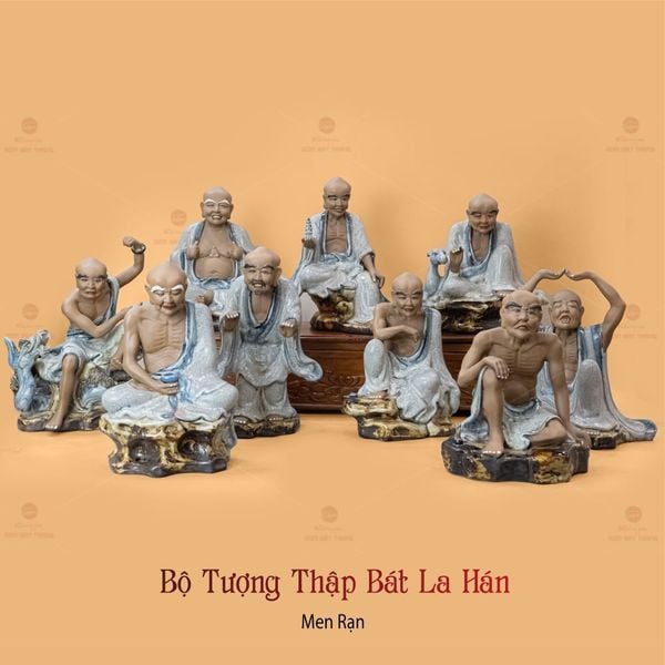 Bộ Tượng Thập Bát Lan Hán Men Rạn