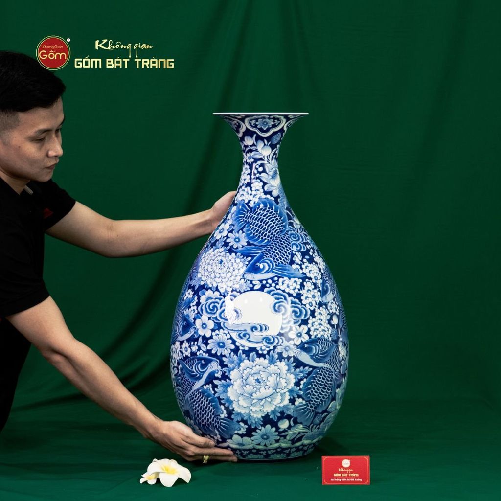 Tỳ Bà Cửu Ngư Chầu Nguyệt Lam Ngọc Bình An