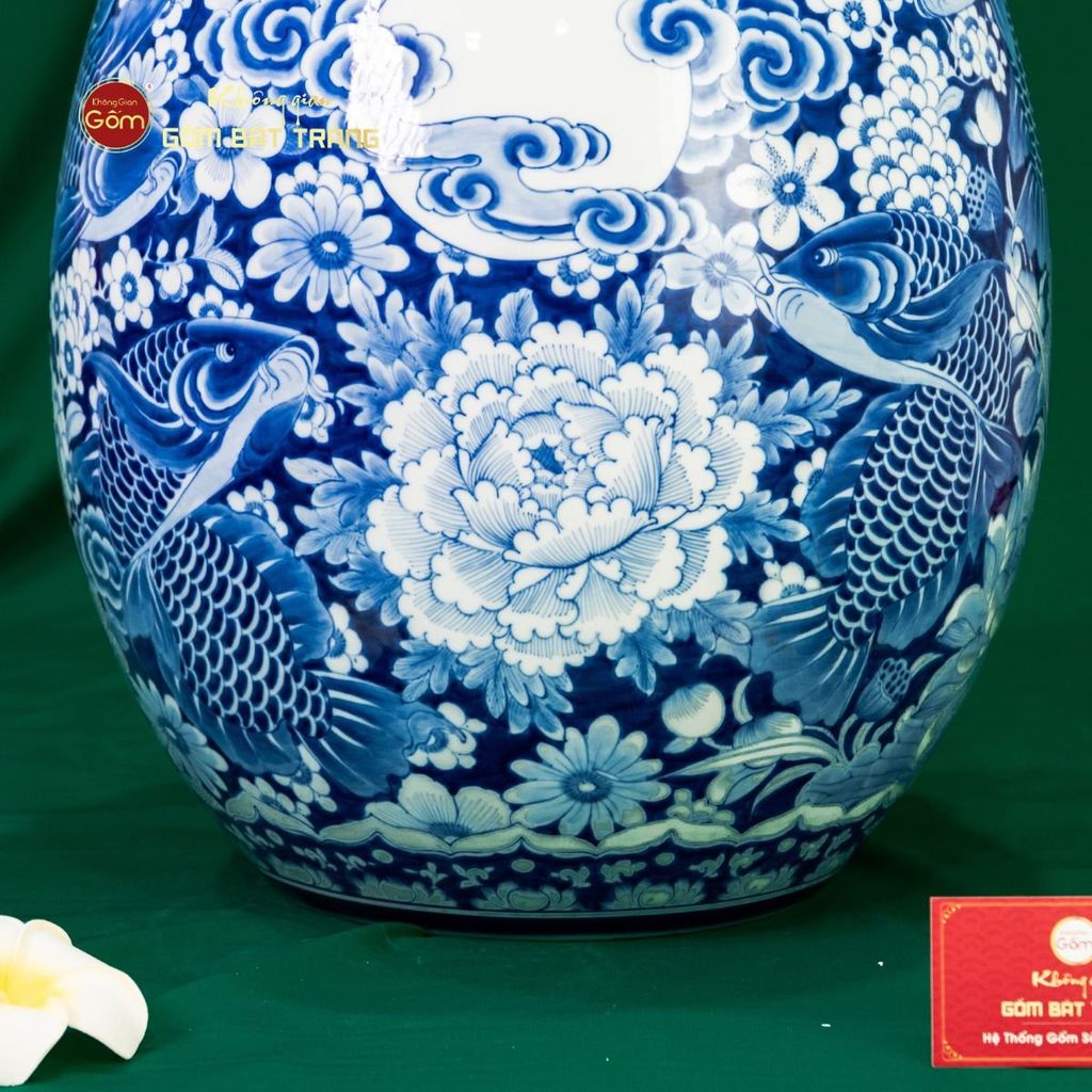 Tỳ Bà Cửu Ngư Chầu Nguyệt Lam Ngọc Bình An