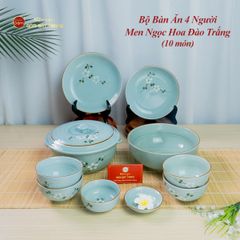 Bộ Bàn Ăn 4 Người (10 món) Men Ngọc Hoa Đào Trắng