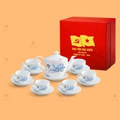 Bộ Ấm Chén Trà Vai Vuông Sen Xanh