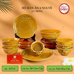 Bộ Bàn Ăn 6 Người (11 Món) Men Nâu Vân Hoa Cúc