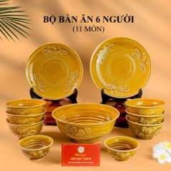 Bộ Bàn Ăn 6 Người (11 Món) Men Nâu Vân Hoa Cúc