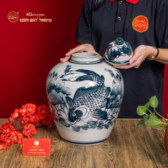 Vò Ngâm Rượu Họa Tiết Sen Cá