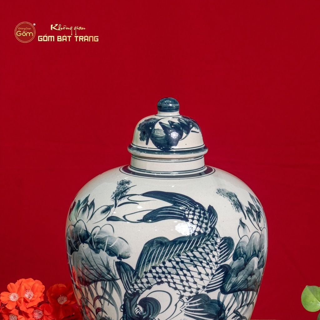 Vò Ngâm Rượu Họa Tiết Sen Cá