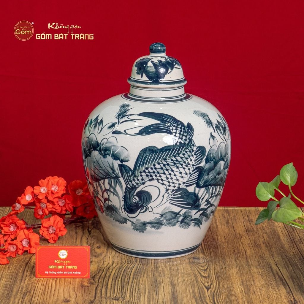 Vò Ngâm Rượu Họa Tiết Sen Cá