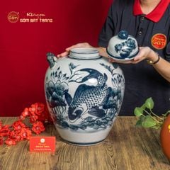 Vò Ngâm Rượu Họa Tiết Sen Cá