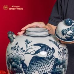 Vò Ngâm Rượu Họa Tiết Sen Cá