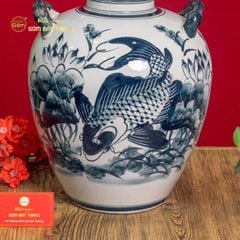 Vò Ngâm Rượu Họa Tiết Sen Cá