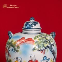 Vò Ngâm Rượu Họa Tiết Tiên Ông Đánh Cờ Vẽ Màu