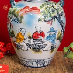 Vò Ngâm Rượu Họa Tiết Tiên Ông Đánh Cờ Vẽ Màu