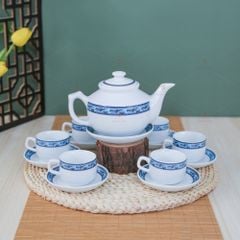 Bộ trà vuông thấp viền chim hạc
