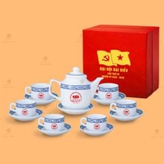 Bộ Ấm Chén Trà Vuông Cao Hạc Xanh