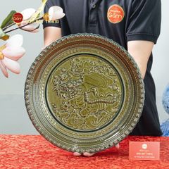 Đĩa Trưng Bày Đắp Nổi Kỳ Lân Chở Sách