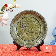Đĩa Trưng Bày Đắp Nổi Kỳ Lân Chở Sách