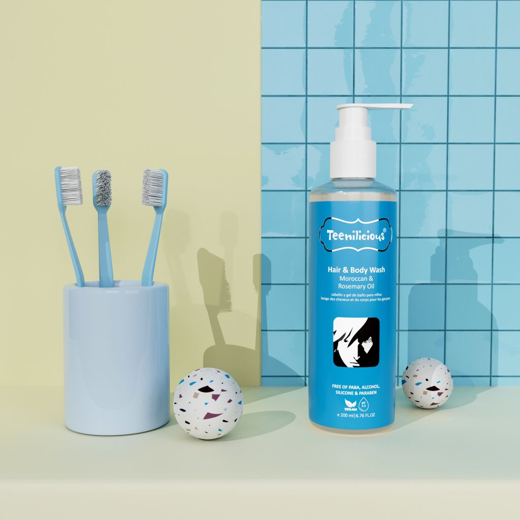 Sữa Tắm Gội Toàn Thân Chiết Xuất Hạt Argan Và Hương Thảo Teenilicious Hair & Body Wash Moroccan & Rosemary Oil 200ml