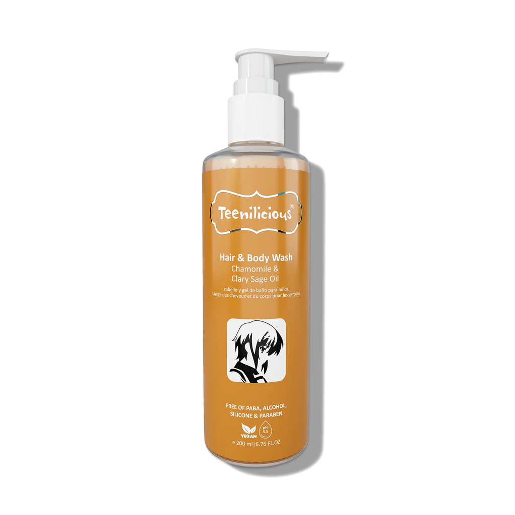 Sữa Tắm Gội Toàn Thân Chiết Xuất Hoa Cúc Và Xô Thơm Teenilicious Hair & Body Wash Chamomile & Clary Sage Oil 200ml