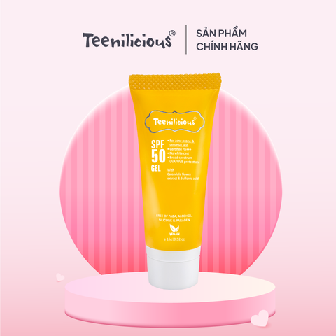 Kem Chống Nắng Teenilicious SPF 50 PA+++ Gel Mỏng Nhẹ Dành Cho Da Dầu Mụn Và Nhạy Cảm [Size mini]