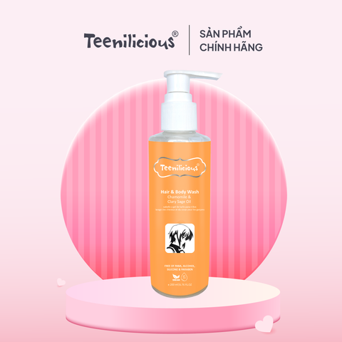 Sữa Tắm Gội Toàn Thân Chiết Xuất Hoa Cúc Và Xô Thơm Teenilicious Hair & Body Wash Chamomile & Clary Sage Oil 200ml