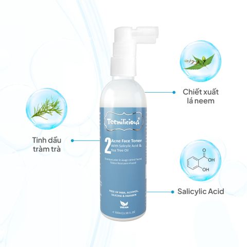 Nước Cân Bằng Dạng Xịt Teenilicious Acne Face Toner Dành Cho Da Mụn và Nhạy Cảm 100ml