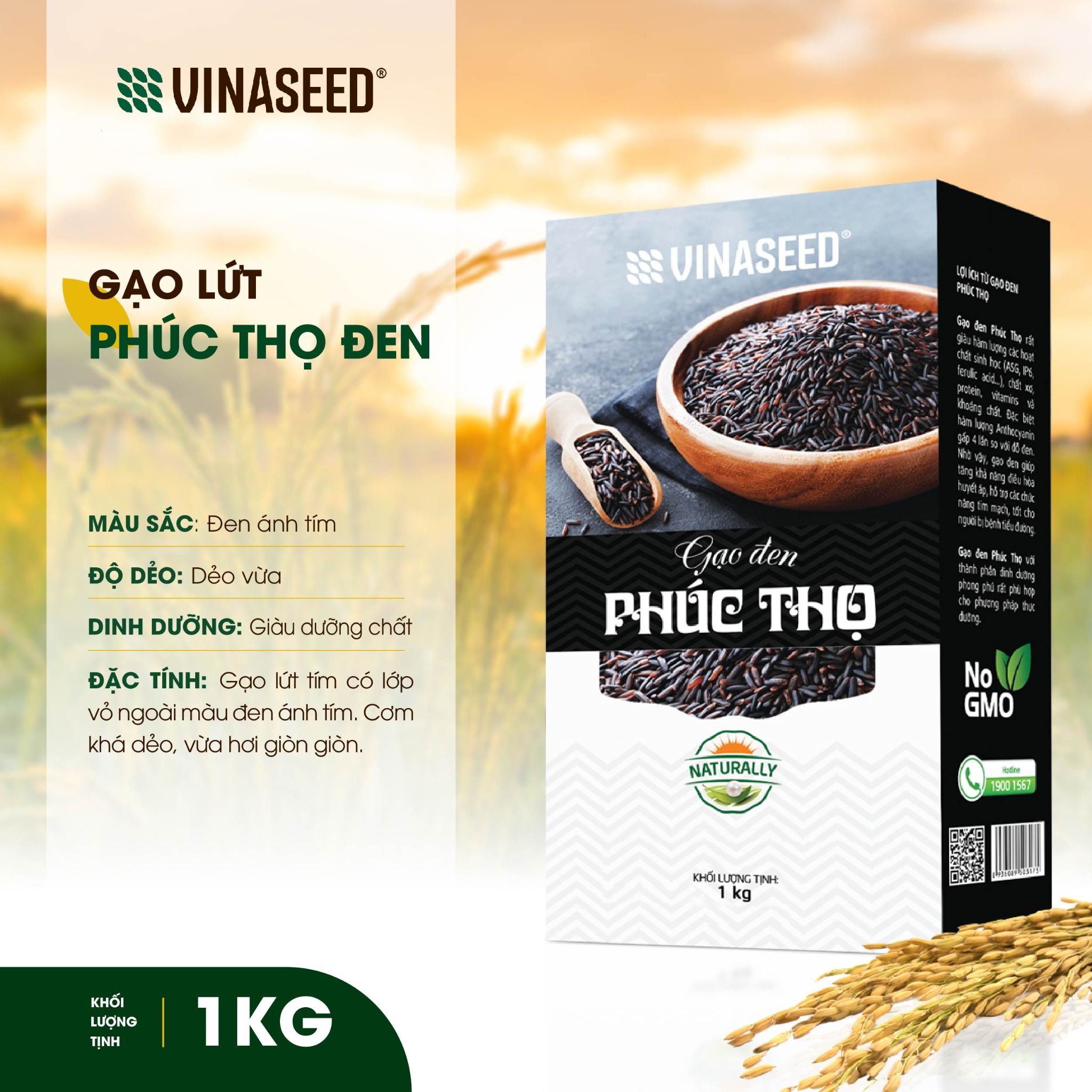  Gạo Lứt Đen Phúc Thọ Vinaseed 1Kg 