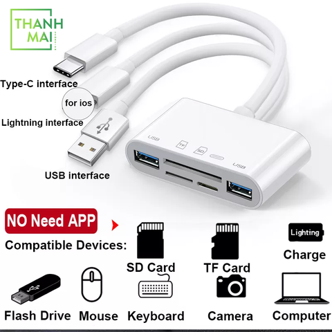 Đầu đọc thẻ Nhớ máy ảnh đa chức năng NK-1032 Pro 5 trong 1 ( Lightning, Type-c, USB To TF, SD Card, USB 3.0, Lightning Receptacles )