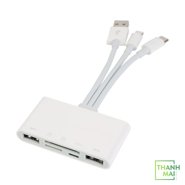 Đầu đọc thẻ Nhớ máy ảnh đa chức năng NK-1032 Pro 5 trong 1 ( Lightning, Type-c, USB To TF, SD Card, USB 3.0, Lightning Receptacles )