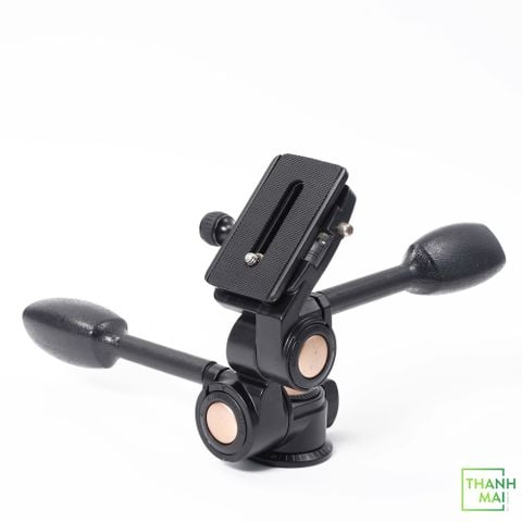 QZSD Q80 Double Handle Aluminum Tripod Ballhead 3-way Fluid Head Rocker Arm Quick Release Plate for Tripod Monopod 10kg Load