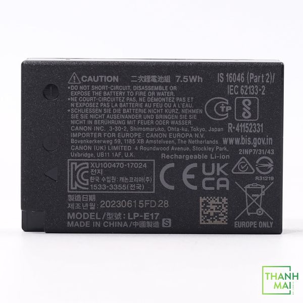 Pin zin chính hãng Canon LP-E17 dùng cho Canon EOS M3, M5, M6, 200D, 760D, 750D, 800D và 77D, R100, R50, RP, R8