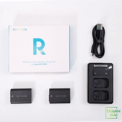 Bộ sạc đôi và 2 pin RAVPOWER RP-PB056 ( Sony NP-FW50 ) | Chính Hãng