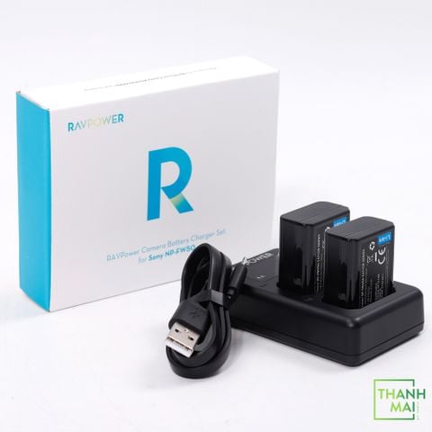 Bộ sạc đôi và 2 pin RAVPOWER RP-PB056 ( Sony NP-FW50 ) | Chính Hãng